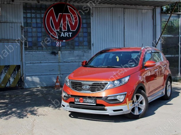 Накладка (юбка) переднего бампера "JSW Style" для KIA Sportage (3rd) (2010-2016) купить недорого с доставкой в Москва