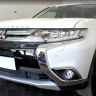 Защита радиатора "Standart" Mitsubishi Outlander рестайлинг 2 (2015-2018) с парктроником и камерой, чёрная купить недорого с доставкой в Москва