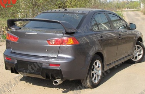 Накладка (юбка) заднего бампера "EVO" var №2 для Mitsubishi Lancer X (2007-2016) купить недорого с доставкой в Москва