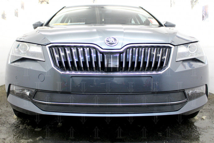 Защита радиатора "Standart" Skoda SuperB III (2015-2019) чёрная купить недорого с доставкой в Москва