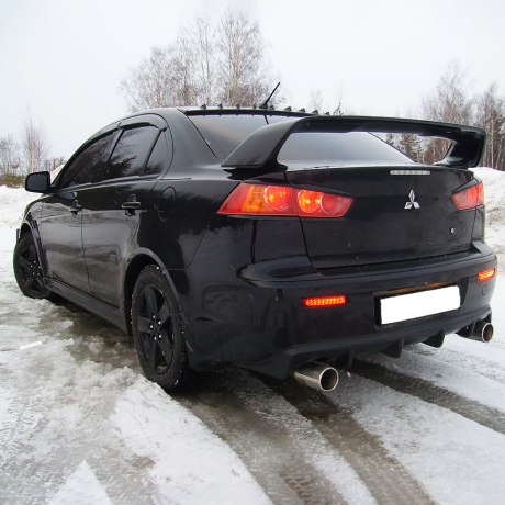 Диффузор заднего бампера "2.0L" (гладкий, 2 выхлопа) для Mitsubishi Lancer 10 (2007-2016) купить недорого с доставкой в Москва