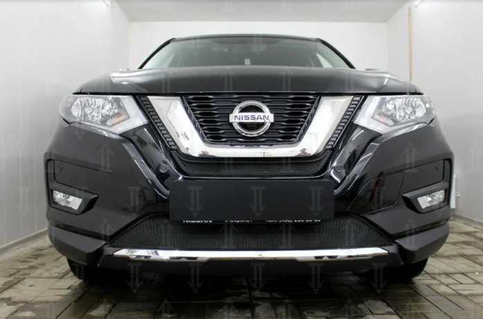 Защита радиатора "Standart" Nissan X-Trail (2017-н.в.) средняя, чёрная купить недорого с доставкой в Москва