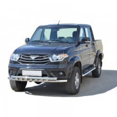 защита порогов «труба декор» для У@З 3163 "p@triot" rs (d51), нержавеющая сталь