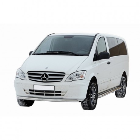Защита порогов с алюминиевым листом (d63,5) для Mersedes-Benz Viano (& Vito) колесная база 3200 (2010-2014)(Окрашенное) купить недорого с доставкой в Москва