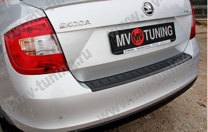Защитная накладка заднего бампера (под покраску) для Skoda Rapid (2012-2020) купить недорого с доставкой в Москва