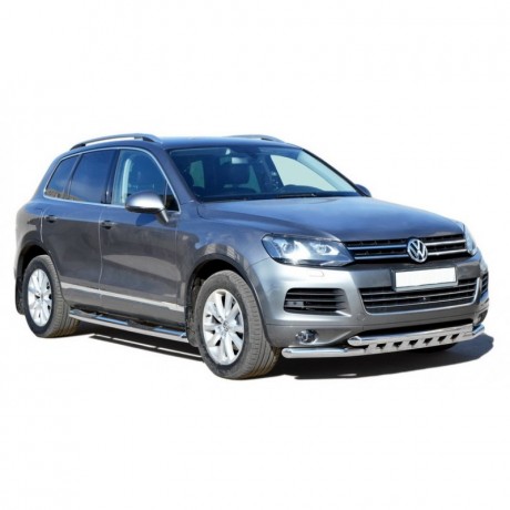 Защита порогов с проступью (d76) для Volkswagen Touareg (2010-2016)(Окрашенное) купить недорого с доставкой в Москва