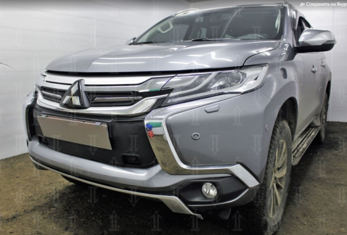 Защита радиатора "Standart" Mitsubishi Pajero Sport III (2016-2021) верх, чёрная купить недорого с доставкой в Москва