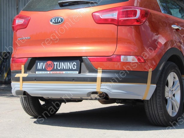 Накладка (юбка) заднего бампера "Ixion Style" для KIA Sportage (3rd) (2010-2016) купить недорого с доставкой в Москва