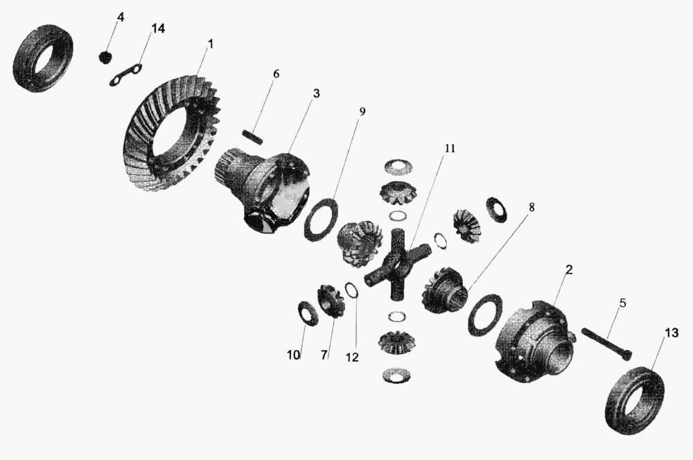 Схема среднего редуктора маз 6430